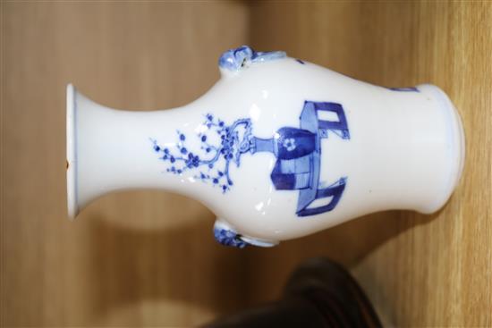 A Chinese blue and white baluster vase height 15cm